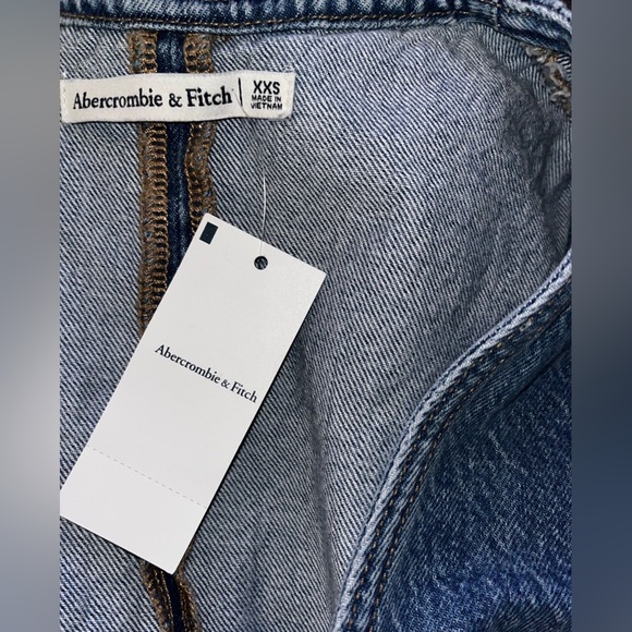 NWT Abercrombie Fitch Tie Front Denim Vest Jean Bows Open Front V Neck XXS Fall - Picture 7 of 15